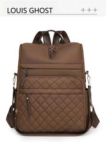 【优雅复古学院风双肩包】诠释都市通勤的永恒美学，精选优质PU皮革，呈现精致哑光褶皱纹理，触感柔软而坚韧，耐磨实用。金色拉链头点缀主隔层。 - 彩色 - 查看 12