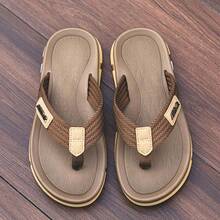 Men's Durable Casual Flip Flops, Non-Slip Soft Sole Beach/Outdoor Slippers - Coffee - View 2