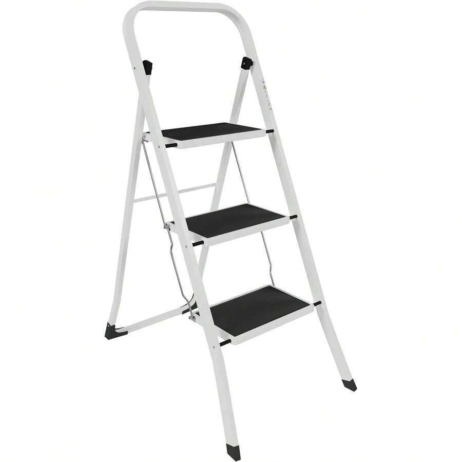 NEW! Foldable 3 Step Ladder Stepladder Non Slip Tread Safety Steel - C - View 1