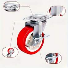 4pcs Heavy Duty Quiet Locking Casters With Brake, Suitable For Office Cabinets, Computer Desks, Storage Boxes And Workstations, Metal Glossy Surface, Non-Slip Wheels With Safety Locking Mechanism - A - View 7