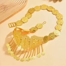 Thắt lưng eo bằng hợp kim rỗng hình tròn, kiểu dáng retro, có tua rua, làm từ kim loại, phụ kiện thắt eo đa năng cho cô dâu và đám cưới. - Vàng [N-8849] - Xem 5