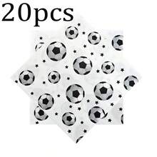 White Soccer Themed Disposable Tableware Set, Includes Paper Plates, Napkins, Cups, Suitable For Birthday Parties And Other Gatherings - Multicolor - View 13