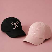 1pc Adjustable Baseball Cap With Pink Bow Embroidery - Sweet And Cute Style, Snap Closure, Perfect Gift For Women, Embroidered Baseball Cap - Bow Style - View 19
