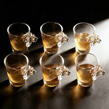 6件套创意小酒杯套装，60毫升/2盎司迷你玻璃杯礼盒装，动物造型威士忌酒杯，酒杯，小玻璃小酒杯，适用于伏特加、龙舌兰、白兰地、浓缩咖啡、烈酒等，是餐厅、酒吧、派对、送礼的理想之选，马年特惠，马年礼物 - 查看 6