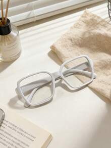 1副女士极简透明镜片眼镜 - 全框椭圆形镜架，带弹簧铰链，圆形设计，适合日常通勤、休闲佩戴和各种脸型 - 彩色 - 查看 12