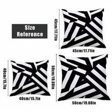 MEMNUN 4pcs Classic Black And White Striped Print Pillow Covers [No Pillow Insert], 17.7*17.7in(45*45cm)/19.69*19.69in(50*50cm)/15.75*15.75in(40*40cm), [Single-Sided Printing] Style Polyester Throw Pillow Covers For Sofa, Bed, Living Room, Bedroom, Car, Office, Hotel Decor, Perfect Gift For Family And Friends, Suitable For All Seasons - Multicolor - View 3