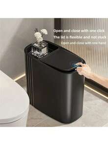 New Creative Crevice Trash Can, High-Quality Household Bathroom One-Touch Lid Garbage Bin - Black - View 1