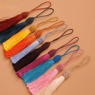 10pcs/Pack Colorful Chinese Style Pineapple Shaped Tassels, Polyester Fiber Tassels Pendant Charms For Bookmarks, Keychains, Phone Straps, DIY Hanfu Accessories