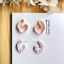 2pcs Symmetrical Polymer Clay Molds, 3D Printed Polymer Clay Cutter, Clay Molds, Pottery Tools, Art Supplies For DIY Earrings And Jewelry Making - Apricot - View 4