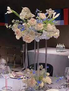 Soporte alto para flores de acrílico, estante para flores desmontable, adecuado para eventos de pasarela T, recepción, exhibición floral, decoración de fiestas en el hogar, exhibición de globos en ceremonias de boda, soporte para exhibición floral de boda - transparente - Ver 4