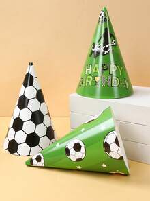 6顶足球主题生日派对纸帽，足球主题生日装饰帽，生日派对锥形帽，一周岁生日派对用品，性别揭晓派对装饰，桌面装饰，婴儿派对摄影道具，婴儿派对回礼，足球派对礼物，足球爱好者礼物，世界杯配件 - 足球 - 查看 5