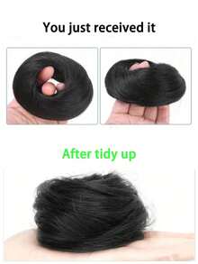 2 chiếc vòng cài tóc giả hình đầu Maruko dễ thương, tóc nối cho trẻ em, tóc giả trẻ em, tóc giả hình nụ hoa cho bé gái, vòng cài tóc giả, tóc dài, túi đựng tóc giả, búi tóc. - Hai tông màu - Xem 6