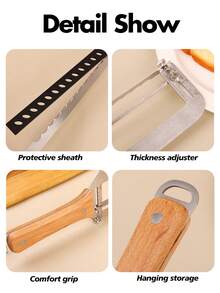 1pc 304 Stainless Steel Bread Slicer With Vintage Beechwood Handle, Serrated Cutting Knife, Precise Bread Slicing Tool For Uniform Slices Without Crumbs, Baking Essential, Breakfast DIY, Kitchen Baking Accessory, Baguette Bread Cutter, Bread Holder With Handle - View 10