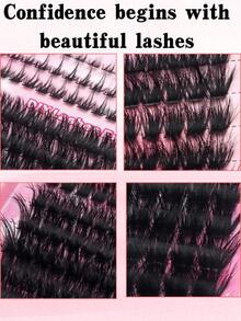 1164pcs/582pcs DD-Curl Eyelash Cluster, 80D+100D+120D+150D High Capacity DIY Eyelash Extension Kit With Lower Lashes, Suitable For Beginners, Russian Volume Lashese, Mixed Single Lash Styles, DIY Lash Clusters, Create Charming Eyes Easily At Home, Lash Glue, Tweezers & Brush Included, Essential Makeup, Large Capacity Eyelash Set, Perfect For Cosplay, Wedding, Gala, Stage Makeup, And Special Occasions,  Lash Clusters Kit, Lashes, Eyelashes, Fake Lashes - 粉色 - 查看 6