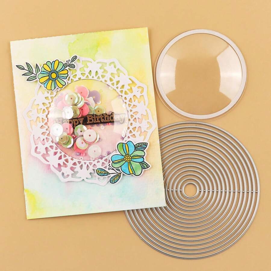 Troqueles de corte de metal, que incluyen rectángulo, óvalo, círculo, cuadrado, corazón y otros estilos básicos anidados, adecuados para hacer tarjetas hechas a mano, contabilidad, manualidades DIY - plata - Ver 1
