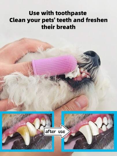 Szczoteczka do zębów dla zwierząt na palec, silikonowa szczoteczka do zębów, szczoteczka z osłonką na palec dla psa, szczoteczka do zębów dla zwierząt na palec, mały rozmiar, odpowiednia dla psów i kotów