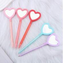 1 pieza Nuevo bolígrafo con espejo con forma de corazón, regalo del Día de San Valentín, bolígrafo de espejo acrílico de colores, escritura suave, a prueba de roturas, recargable, color aleatorio - Múltiple - Ver 7