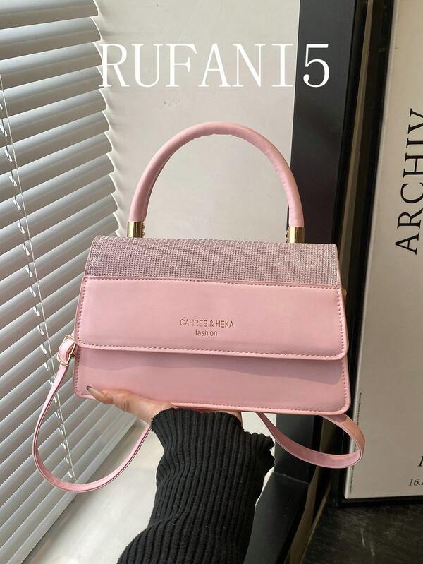 Fashionable New Color Blocking Splicing Shiny Flip Cover Handbag, A Multifunctional And Elegant Letter Decorated Women's Diagonal Shoulder Bag, Suitable For Shopping, Wallets, Shopping, Young Women, College Students, Newcomers, And White-Collar Workers. They Are Very Suitable For Offices, Universities, Work, Business, Commuting, Outdoor Activities, Travel, And Outings