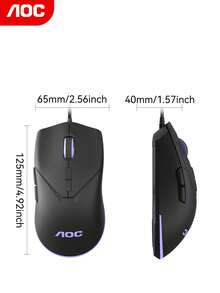AOC Wired Gaming Mouse Boasts A Resolution Of Up To 3600 DPI, Silent Clicks, RGB Lighting Effects, And An Ergonomic Design That Perfectly Fits Your Hand. Silent Clicks Provide A Quiet And Comfortable User Experience. - View 8