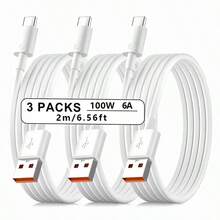 1-3 piezas Cable de carga rápida y transferencia de datos Tipo C 6A, 120W USB a Tipo C, compatible con Xiaomi 15 14 13 12 11 6A 67W, Note 10 9 8 7 Pro, K70, Poco X6 - Blanco - Ver 8