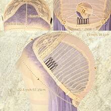 13X4 Light Blonde Body Wave Lace Front Wig 28" Soft Long Wavy Wigs Glueless Free Part 180% Density With Adjustable Straps & Combs Heat Resistant Blonde Synthetic Hair Replacement Wigs For Women Perfect For Daily Wear Parties & Special Occasions - 淺灰紫 - 查看 7