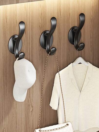 3/5pcs Multifunctional No-Drill Hooks, Suitable For Living Rooms, Behind Doors, Bathrooms, And Kitchens. They Can Be Used To Hang Keys, Clothes, Necklaces, Towels, Small Kitchen Items, Etc.