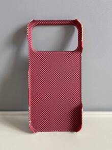 极简时尚凯夫拉纹理半封闭哑光碳纤维手机壳，适用于 17/16/15/14/13/12/11 - 橘色 - 查看 4