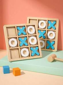 1pc High Quality Wooden 9-Grid XO Tic Tac Toe Board Game, Trains Logic Thinking, Birthday/Christmas/Halloween Gift, Perfect Present - Multicolor - View 3