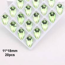 11*18mm, 20pcs/Pack, Flat Bottom Double Hole Exquisite Glass Rhinestones, Slim Teardrop Shape, For Sewing Wedding Dress, Handbag, Shoes Decoration, Jewelry Making Accessories - 11*18mm 20pcs - View 14