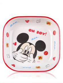Disney 1个750毫升卡通方形密胺餐盘，适用于盛放冷热食物，耐热餐具，可爱创意家用餐盘，可用作菜盘/水果盘/饭盘等，米奇米妮造型方形餐盘 - 彩色 - 查看 8