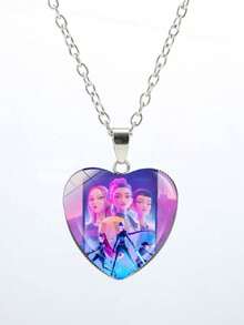 KPOP Demon Hunter SK-POP Girl Group Heart Necklace Pendant, Cross-Border Hot Selling Anime Cartoon Peach Heart Pendant Sweater Chain, High Visual Appeal - Heart Necklace - View 10