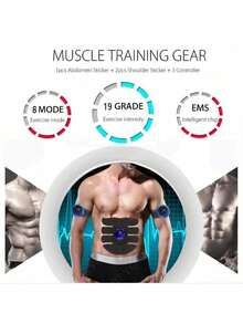 AXH. 可充电全身EMS肌肉刺激器，舒缓按摩工具，替换电极凝胶 - 黑色 - 查看 2