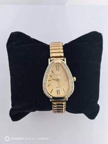 Relgio de Pulso Feminino Pulseira Elstica e plstico. Analgico Prata Rosas de ouro - Dourado - Visão 3