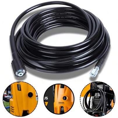 Mangueira de lavadora de alta pressão com 6 metros de comprimento, pressão de 160 bar/2320 psi, conexões roscadas M22-M14, adequada para mangueiras de extensão de lavadoras de alta pressão de água fria.