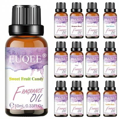  Perfume Essential Oils 10ml/0.33fl.Oz EUQEE Perfume Fragrance Long Lasting White Musk, Coconut & Vanilla,Fresh Linen,Black Orchid,Dragons Blood,Freesia,Lilac,Vanilla Musk,Amber Romance,Sweet Fruit Candy,Orange Blossom.Almond & Vanilla,Angel