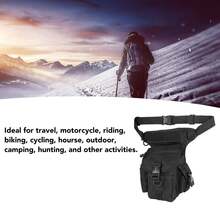 Drop Leg Bag for Men Motorcycle Riding Fanny Pack Outdoor Travel Fishing Hiking Cycling Hip Bags Thigh Bag Leg Pouch Black - Negro - Ver 2