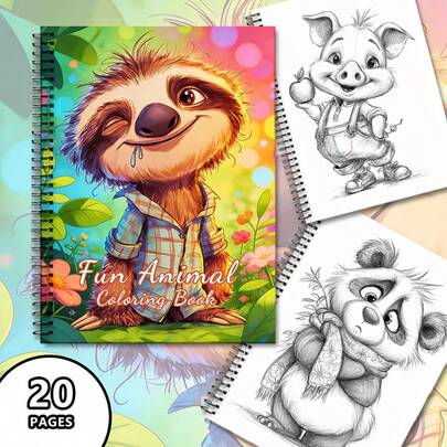 Adult Unique Animal Coloring Book, 20 Pages Of Relaxing Line Art, Creative Inspiration Drawings, Adorable Art Coloring Book, Spiral Bound, Perfect Gift For Family And Friends