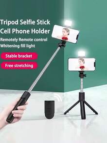 无线手机自拍杆，带直播美颜补光灯、便携式一体三脚架和自拍灯 - 自拍桿 - 查看 4