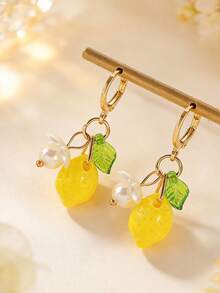 1 Đôi bông tai hình hoa chanh giả bằng thép không gỉ, thích hợp để đeo trong những kỳ nghỉ ở vùng quê. - Nhiều màu 1 - Xem 4