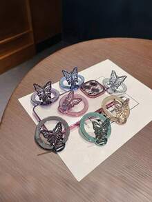 Nuevo soporte adhesivo para teléfono con forma de mariposa, adecuado para todos los modelos de teléfono, soporte hueco y cómodo, soporte de escritorio para teléfono, diseño de mariposa lindo, soporte adhesivo multifuncional para teléfono - Multicolor - Ver 6