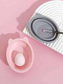 Bộ 1/2 dụng cụ vệ sinh cọ trang điểm màu hồng/xám/tím, có thể thu gọn, tái sử dụng, bền chắc, dùng để làm sạch cọ, bông mút và mút trang điểm. - Nhiều màu - Xem 7