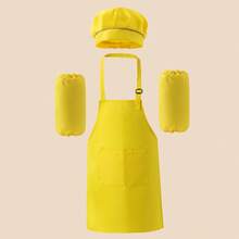 1 Set Kids Chef Hat, Apron And Sleeve Covers 3pcs Set, Adjustable Neck Strap, Suitable For Ages 3-14, For Cooking, Baking, Painting, Training - 3-piece Set Of Hat, Apron, and Sleeves - View 11