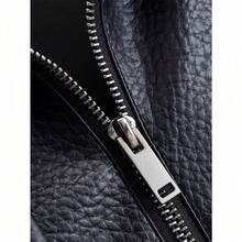 2025 European And American Retro Motorcycle Style Leather Jacket With Stand Up Collar And Jacket - Black - View 4
