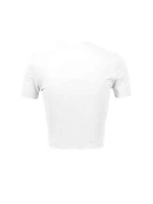 Van Dutch Motorcycles Speed Shop With Winged Eye Women's Casual Solid Color Crew Neck Short Sleeve Slim Fit Cropped T-Shirt Basic Summer Polyester Top, Versatile Everyday Wear, Perfect Gift For Her - trắng - Xem 2