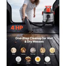 Shop Vac, 5.8 Gallon Wet Dry Shop Vacuum, 4 Peak HP With One-Button Self-Cleaning, Dual-Filter, 900W Input Power, 1.25in X 7ft Hose, 9.8ft Cord, Metal Tank For Jobsite, Workshop, Garage, Home - Xem 2