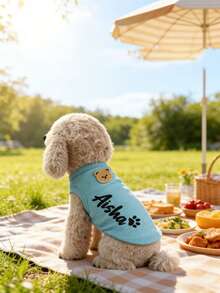 1pc Personalized Mesh Pet Vest, Custom Pet Clothing, Comfortable Breathable Cute Design, Suitable For Spring, Suitable For Small Dogs, Cats Chest Harness With Paw Print Pattern And Leash Ring, Lightweight Customizable Pet Apparel, Pet Supplies - Multicolor - View 3