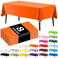 8 piezas Mantel desechable rectangular de unicolor, mantel de plástico PEVA impermeable y resistente al aceite para decoración de mesa de postres y fiestas - Multicolor - Ver 1