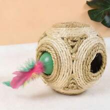 1件猫咪逗猫玩具，包含铃铛、剑麻球、羽毛棒和发声球，适合猫咪、小猫和雪貂玩耍娱乐。 - 彩色 - 查看 11