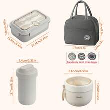 一套时尚午餐盒，含保温手提袋 - 可叠放便当盒、带勺子的汤碗，经久耐用且易于清洁，适合健康便捷的外出用餐。 - 彩色 - 查看 11