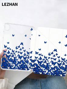 1pc Transparent Elegant Butterfly Print Folio Protective Case, Multi-Angle Rotating Stand Cover Compatible With 2025/10th Gen/10.2", Pro 11" 2021/2020, Mini 6/7, Galaxy Tab A8 10.5" 2022, With Pencil Slot, Anti-Drop, Tablet Stand Protective Shell, Romantic & Practical Gift For Tablet Users - Multicolor - View 1